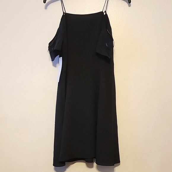 Nwt Cooper & Ella Black Dress Spaghetti Straps Off the Cold Shoulder Knot Detail - Picture 6 of 8